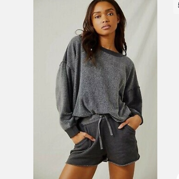 Free People Tops - Free People Kelly Sweatshirt And Shorts Set Storm Gray